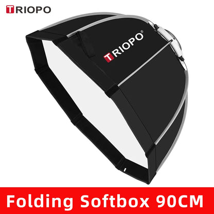 TRIOPO Foldable Octagon Softbox – 55cm, 65cm, 90cm, 120cm Bowens Mount for Sokani X100, COLBOR CL60, Godox & Aputure LED Video Lights