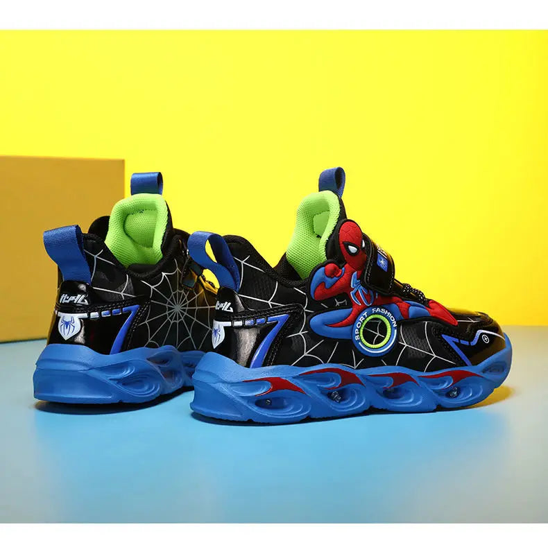 Disney Boys LED Shoes – Cartoon Sports Sneakers with Non-Slip Leather, Size 25-35, Perfect for Running