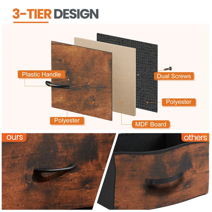 Nightstand Bedside Table – Coffee, Sofa & Tea Table with 2 Fabric Drawers for Bedroom Storage & Clothes Display