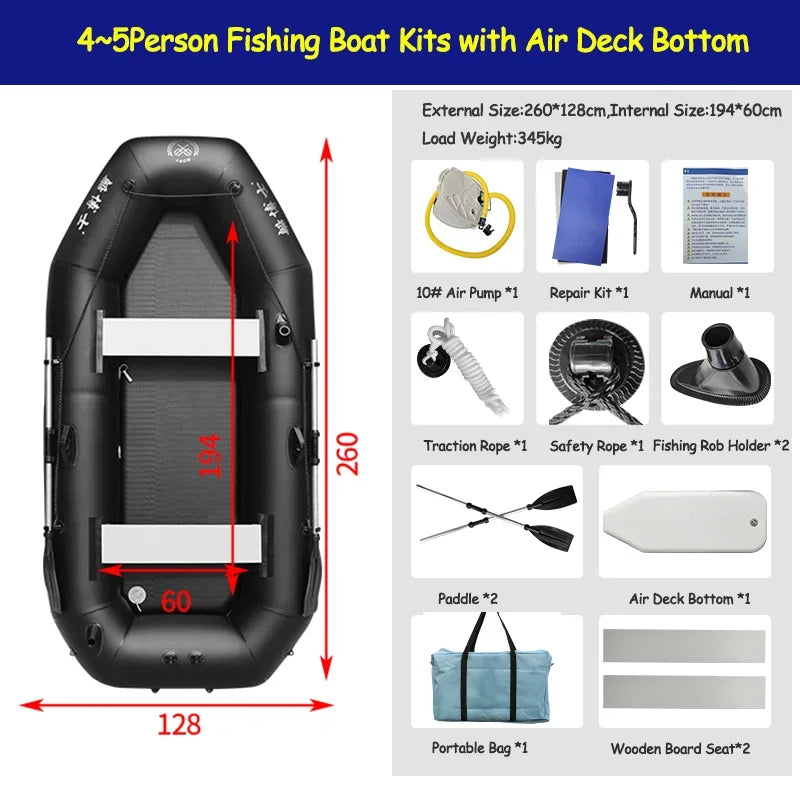 Professional Inflatable Boat Raft Dinghy for Adults – Tear-Resistant Foldable Kayak Canoe Fishing & Drifting Boat