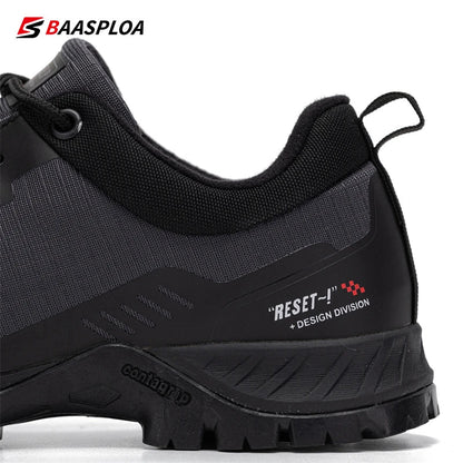 Baasploa Men's Waterproof Hiking Shoes – Anti-Skid, Wear-Resistant Outdoor Sneakers for Travel & Sports