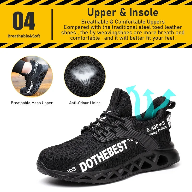 Steel Toe Safety Shoes for Men & Women – Lightweight Puncture-Proof Work Sneakers, Unisex Construction Boots