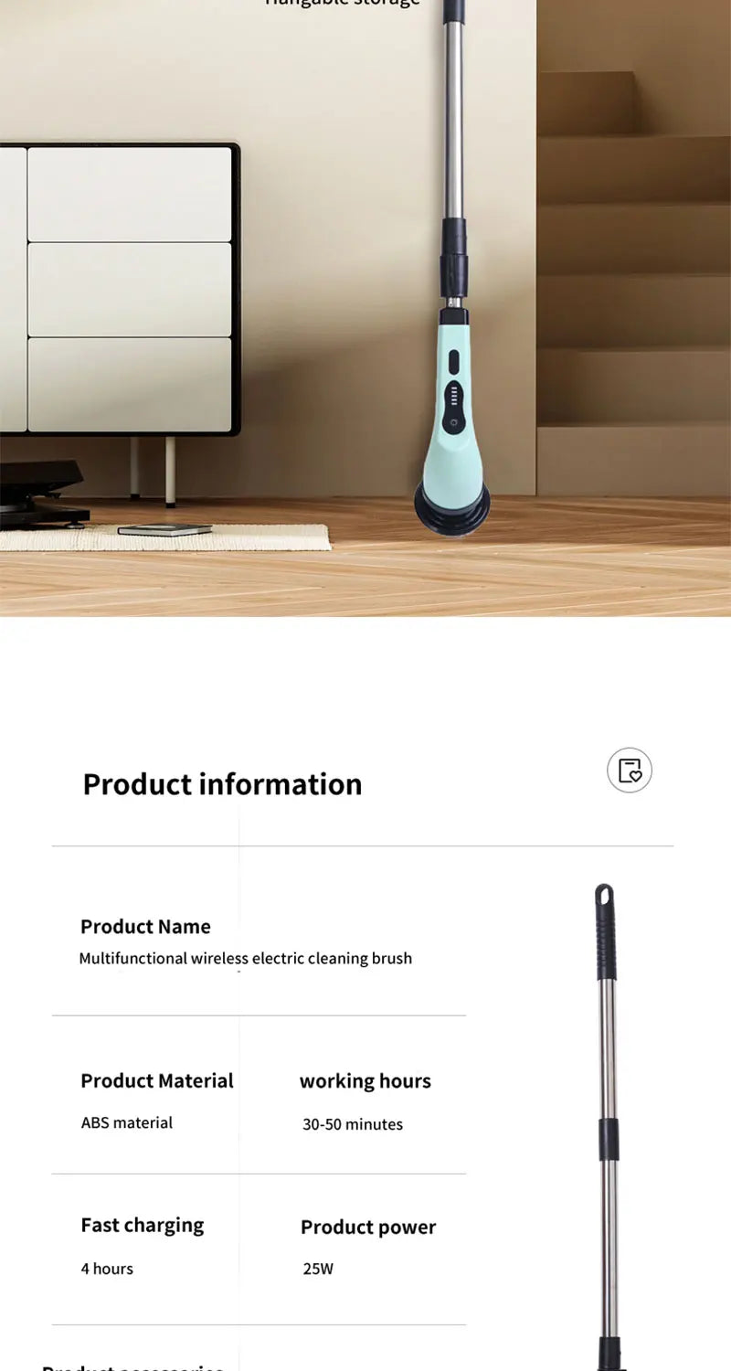 Wireless Electric Cleaning Brush – Multifunctional Rotating Brush for Bathroom, Window, Kitchen & Automotive