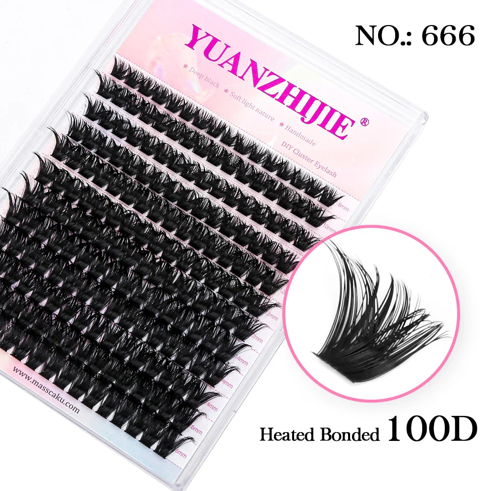 DIY 144 Cluster Lashes – Natural C/D Curl Individual Mink Eyelashes, Free Shipping, Home Makeup Supplies