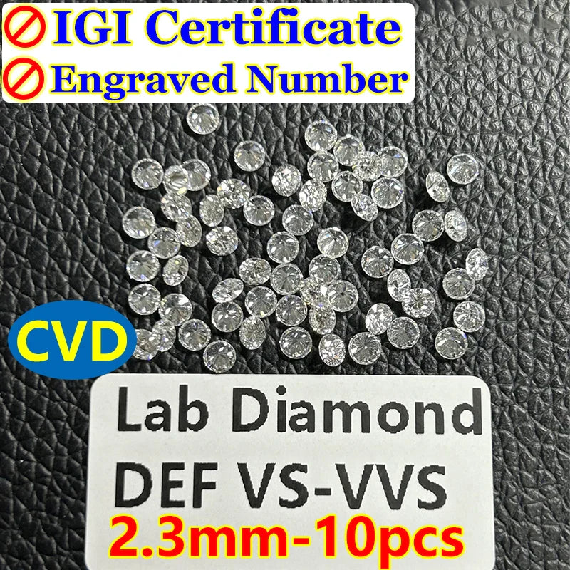 0.1–5CT Super White Lab-Grown Diamond Loose — IGI/GIA Certified, HPHT & CVD, DEFG VVS-SI, Diamond Tester Approved for Wedding Jewelry