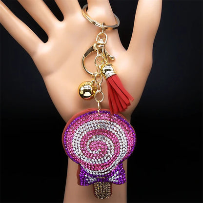 Kawaii Watermelon Crystal Keychain – Gold Alloy Leather Fruit Keyring for Women & Men, Bag & Car Accessory