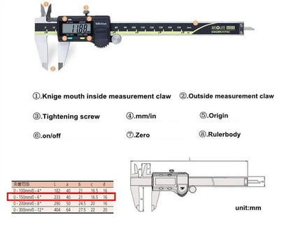 Mitutoyo Japan 500-196-20 — 150mm/6" Absolute Digital Digimatic Vernier Caliper