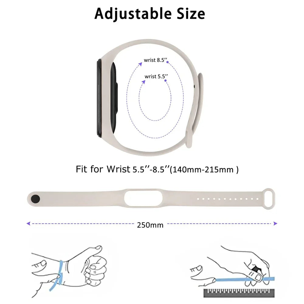 Silicone Strap for Xiaomi Mi Band 3-7 NFC – Sport Replacement Wristband Bracelet