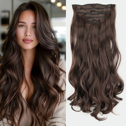Women’s 7Pcs Hair Extensions with 16 Clips – Natural Black Straight Ombre Hairpiece
