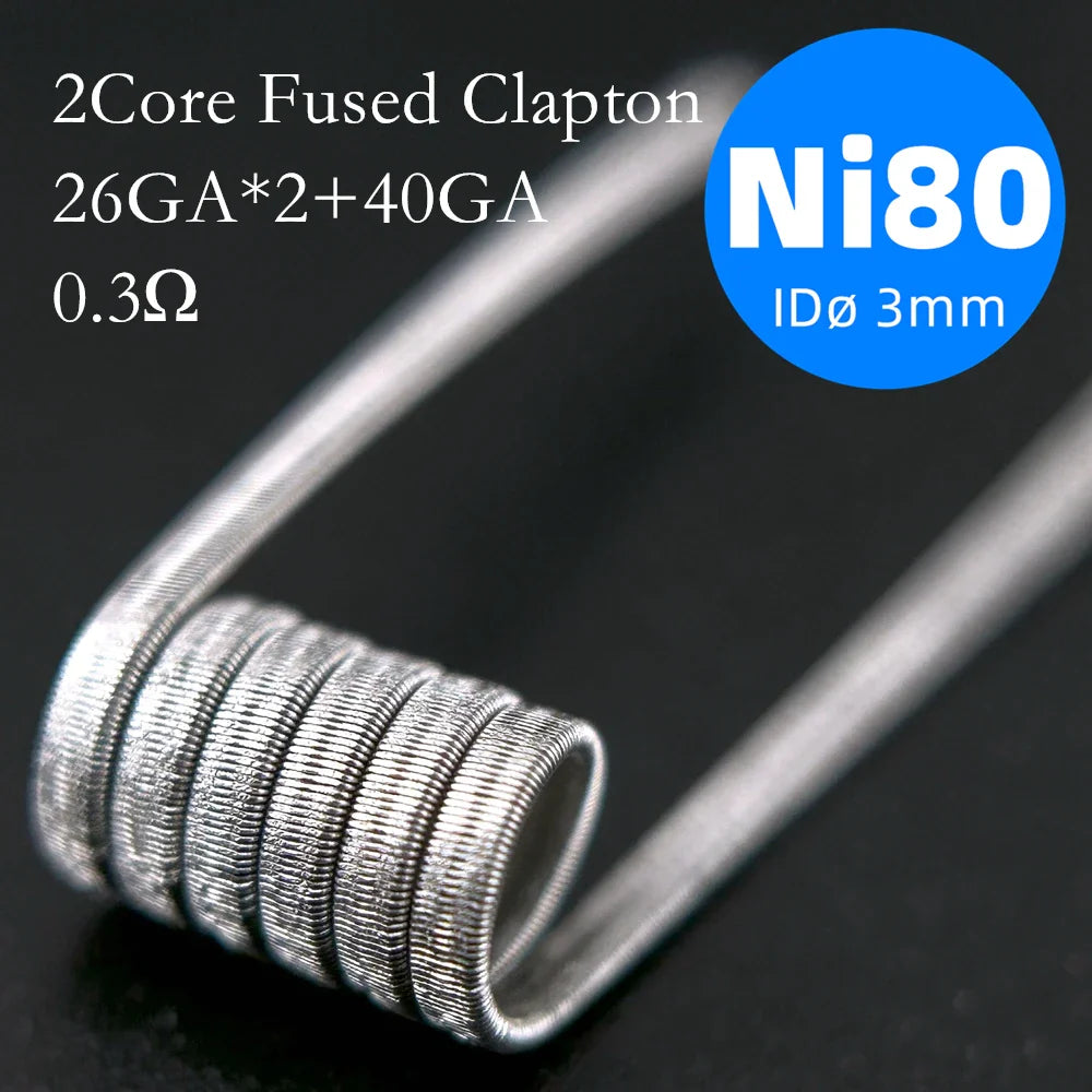21-Pack PreMade 3mm Resistance Wire Coils — Jaw Clips, Springs, A1/SS316L/Ni80 for Vaping Builds