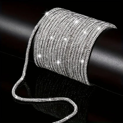 Rhinestone Cord Trim - 10-50 Yard Sparkling DIY Craft String for Clothing, Shoes, Bags & Wedding Decor