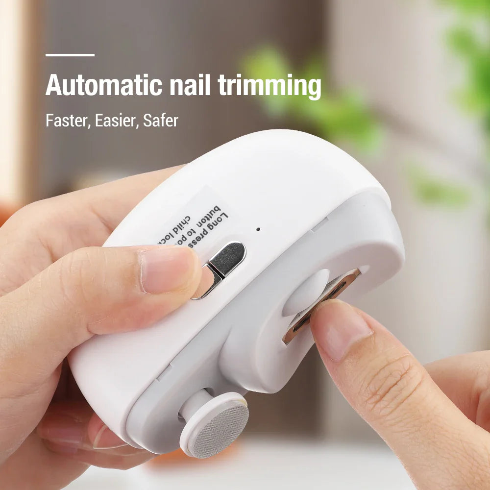 Rechargeable Electric Nail Clipper & Trimmer for Baby and Adult - Grinding, Polishing, and Automatic Manicure with LED Light