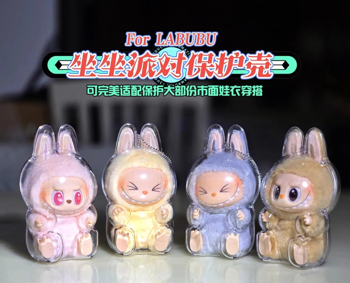 V1 V2 Labubu Protective Cover - 17cm Cotton Doll Sitting Bag, Transparent Dustproof Plush Doll Storage