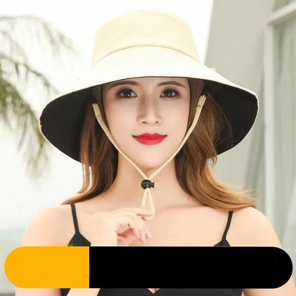 Women’s Fisherman Sun Hat – Large Brim UV Protection Face Cover Summer Sunshade Bucket Hat, Double-Sided Fashion Travel Cap