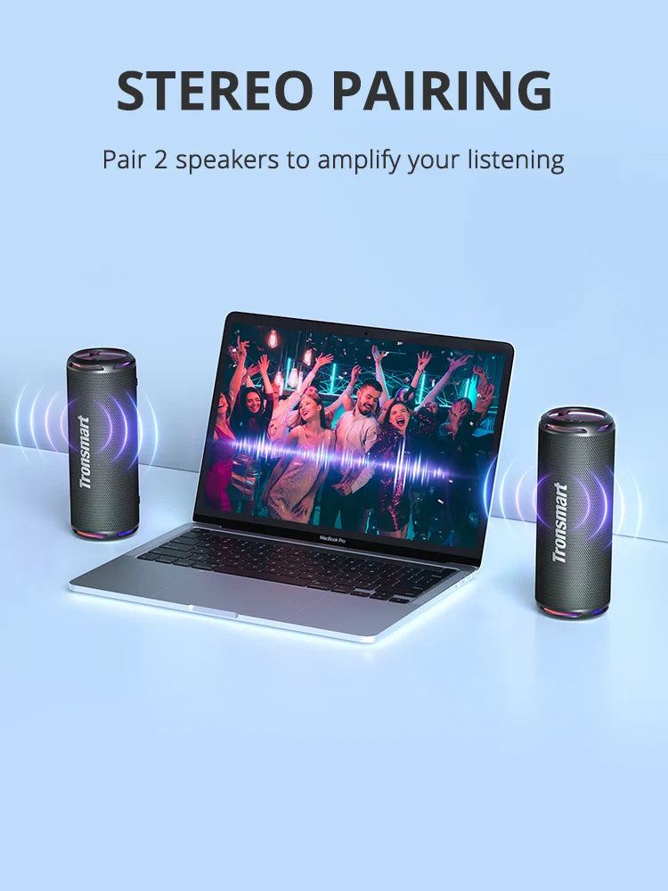 Tronsmart T7 Lite Bluetooth Speaker – Enhanced Bass, 24H Playtime, APP Control, IPX7 Waterproof Portable Speaker for Camping
