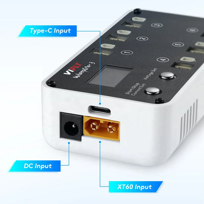 VIFLY WhoopStor 3 V3 6-Port 1S Lipo Battery Charger — Discharger & Storage for FPV TinyWhoop 4.2V/4.35V
