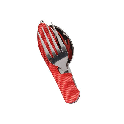 4-in-1 Foldable Tableware Set - Stainless Steel Spoon, Fork, Knife, and Bottle Opener - Compact Pocket Kits for Outdoor Use