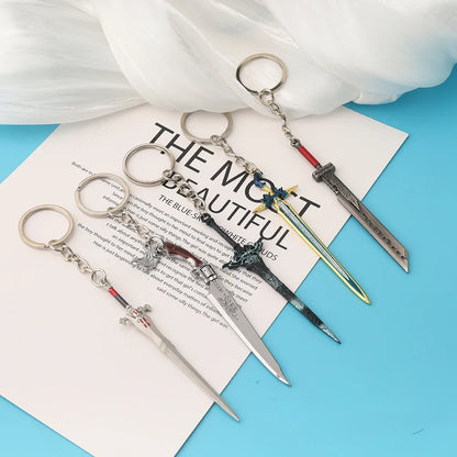 Final Fantasy Sword Pendant Keychain – Mini Remastered Game Key Ring for Car, Backpack & Cosplay Jewelry Accessories Gift