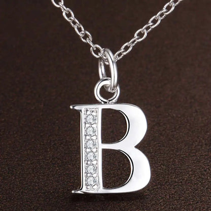 26 Letters 925 Sterling Silver Zircon Necklace Pendant – Personalized Alphabet Jewelry for Women | Elegant Wedding & Gift Accessory