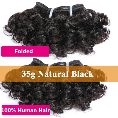Code Calla Bouncy Curly Hair Bundles – Double Draw 6-inch Short Cut Remy Human Hair Extensions in Natural Black & Brown