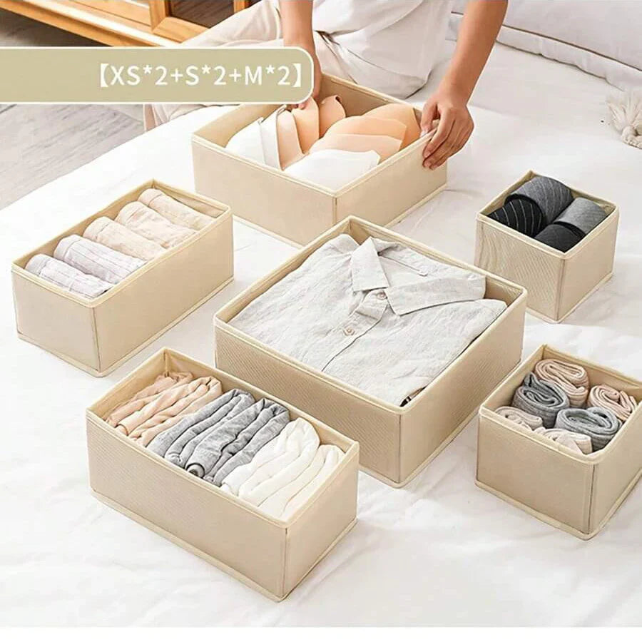Foldable 6/12PCS Underwear Organizer Set – Hard Storage Boxes for Bras & Socks Drawer & Closet Clothing Organization System