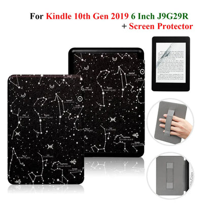 Kindle 10th Gen 6" Leather Case – Hand Strap & Screen Protector Cover with Wake/Sleep Function (2019, J9G29R)