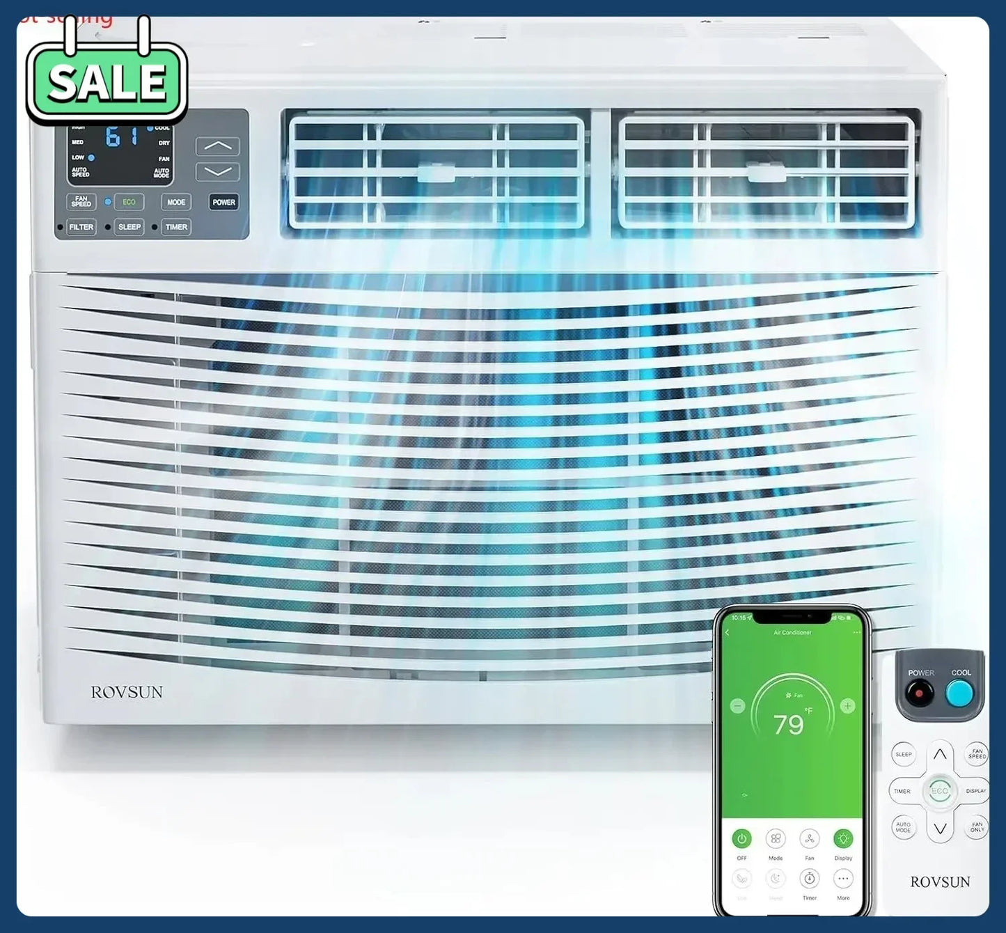 8000 BTU Smart Window AC – Energy Saving, WiFi & Remote Control with Timer