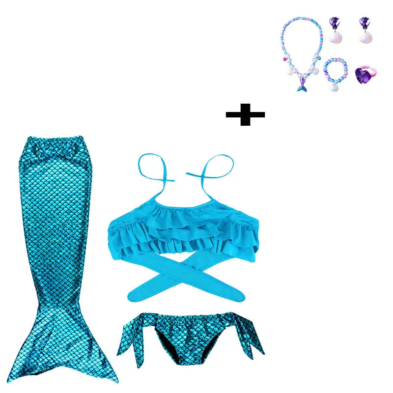Little Girl Mermaid Tail Swimsuit — Kids Beach Bikini Cosplay Costume, Perfect Birthday Gift for Girls