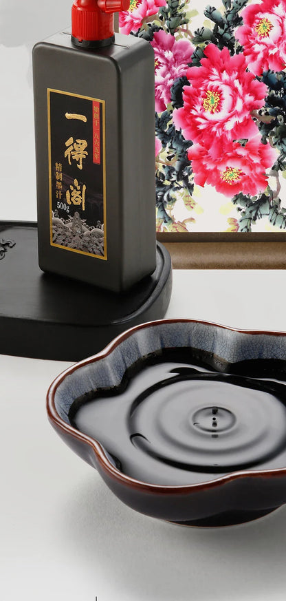 Yidege Professional Chinese Sumi Ink — Refined Black Liquid for Calligraphy & Brush Painting, 100g/250g/500g