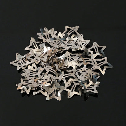 Y2K Silver Star Hair Clips - Metal Snap Clip Barrettes & Sparkle Hairpins for Girls, 5–200pcs