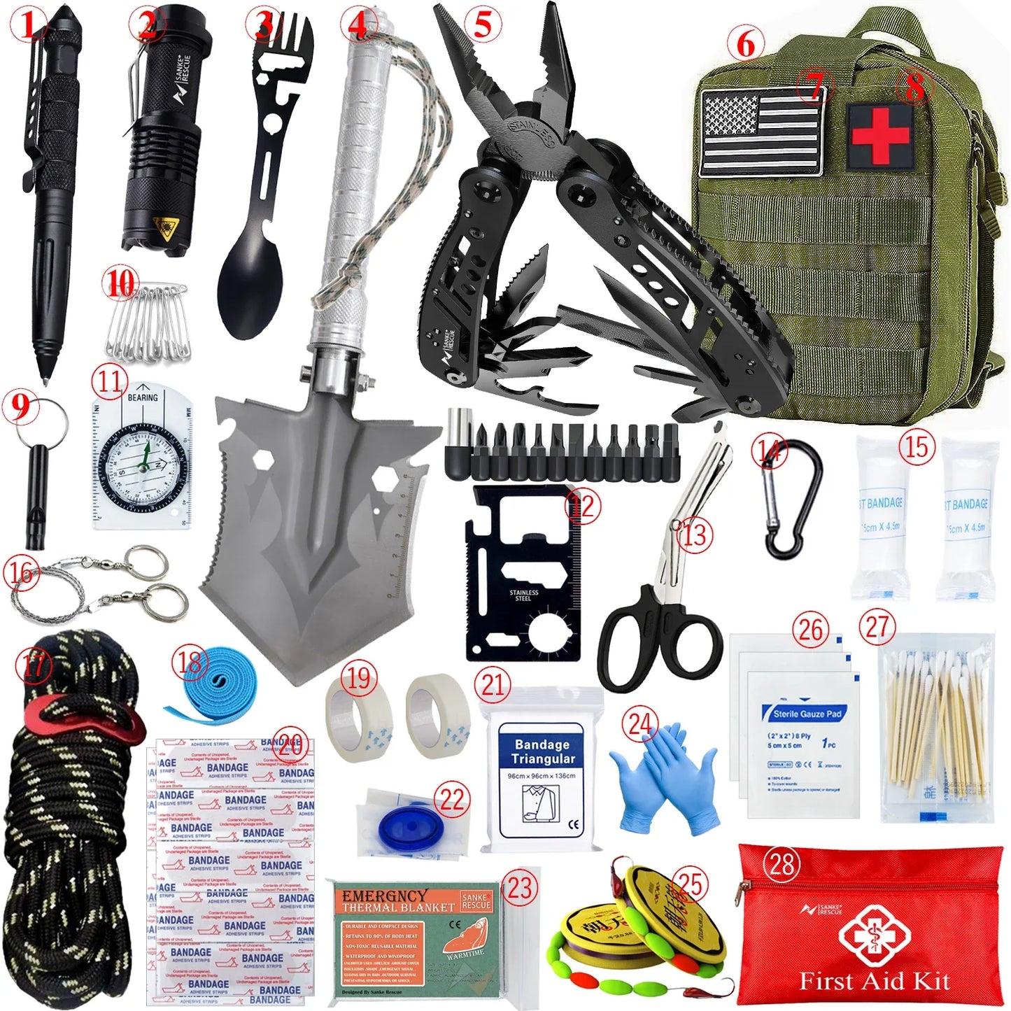Car Survival First Aid Kit - MOLLE Outdoor Emergency Trauma Pack for Camping Hiking IFAK EDC Safety Essentials