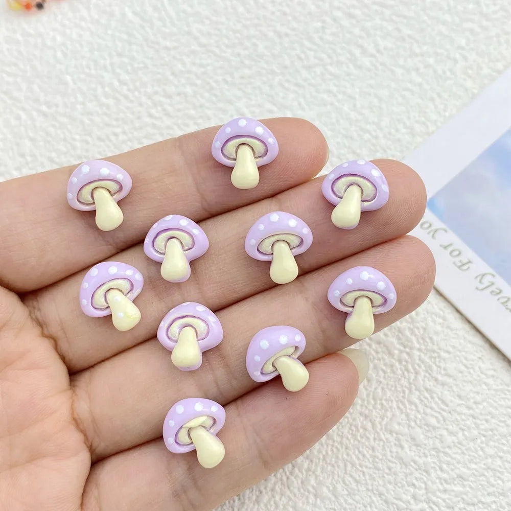 Cute Resin Mushroom Charms - 30PCS Flat Back DIY Jewelry, Nail Art & Hair Accessories
