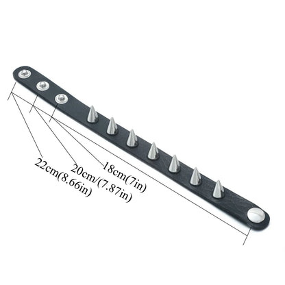 Spiked Black PU Leather Bracelet Set – Punk Rock Metal Wristband for Men, Goth Bangle Accessories