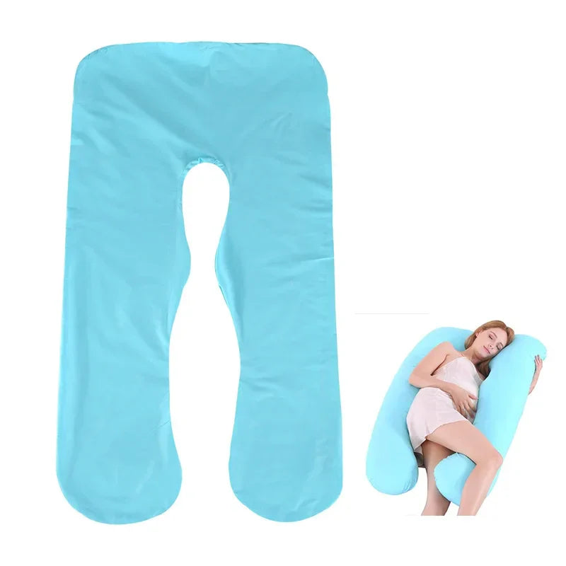 Cotton Maternity U-Shaped Body Pillow Case – 140/150cm Removable & Washable Cover for Pregnancy Support