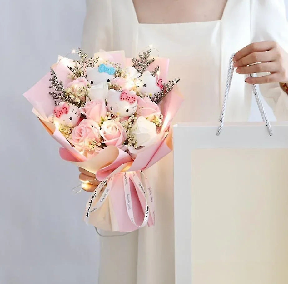 Hello Kitty Cute Plush Bouquet — Kawaii Anime Doll Gift for Valentine’s Day & Birthday