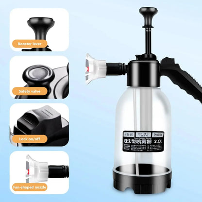 Air Pressure Car Wash Foam Spray Can – Handheld 2L High-Pressure Transparent Foam Watering Can for Car & Family