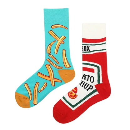 WY_New Asymmetrical Couples Mandarin Ducks Cotton Socks – Fashion Sports Colorful Medium & High Sleeve Unisex Crew Socks, Trendy Couple Gift Socks