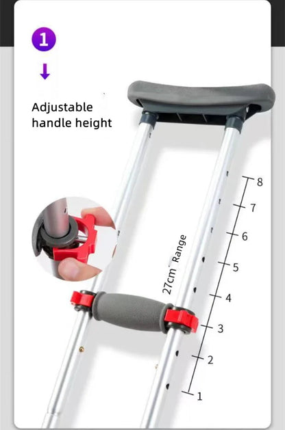 Aluminum Alloy Detachable Foldable Underarm Crutches — Armpit Walking Stick Mobility Aid for Elderly & Disabled