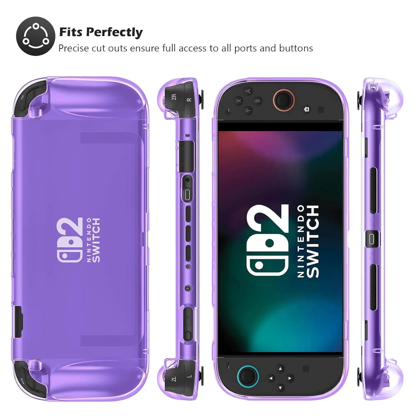 Protective Case Kit for Nintendo Switch 2 (2025) — Clear TPU Cover, Anti-Scratch, Shock-Absorption, Ergonomic Grip Design