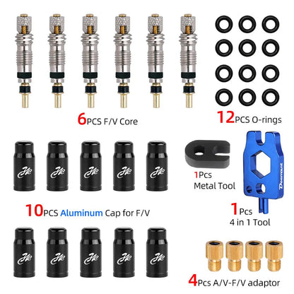 Deemount Presta Valve Core Replacement — Brass FV Nozzle with Alloy Remover Tool for MTB & Road Bikes