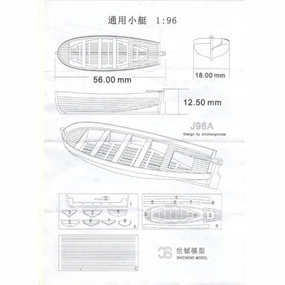 1/96 Mini Wooden Lifeboat Model Kit – Hand-Assembled Boat Toy