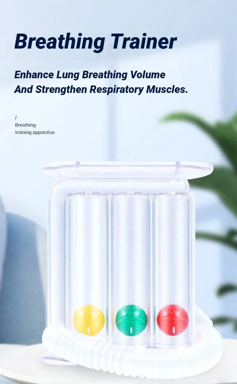 3-Ball Breathing Trainer — Lung Function & Respiratory Spirometry Exerciser for Deep Breath and Capacity Improvement