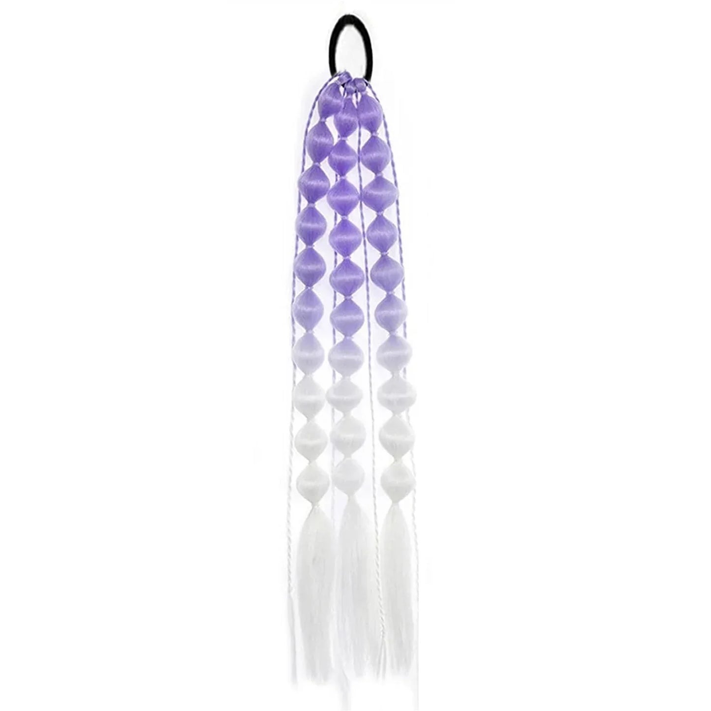 Colorful Bubble Braid Ponytail Extension – Long Lantern Braided Synthetic Hairpiece with Tie