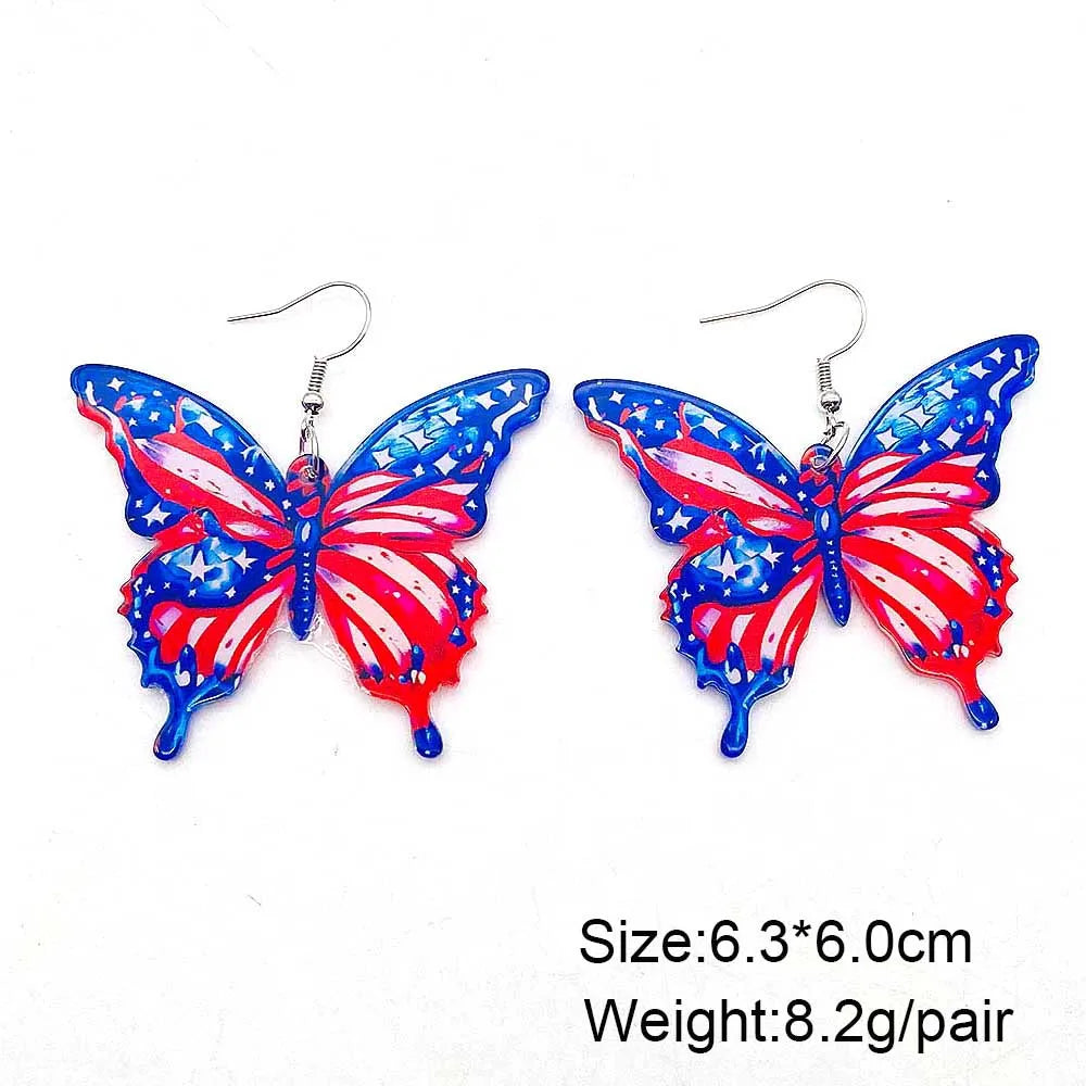 Patriotic Sunflower Acrylic Earrings - 4th of July American Flag Jewelry Gifts for Women Independence Day Parties