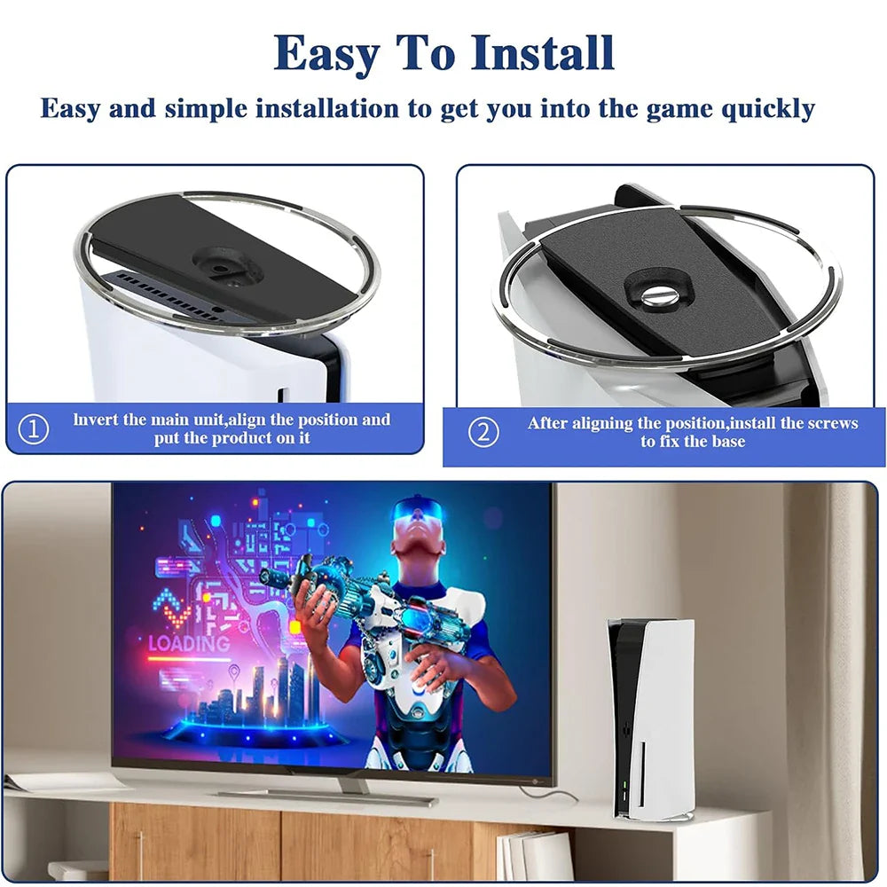 Portable Metal Vertical Stand for PS5 and PS5 Slim - Anti-Slip Base Holder for Digital Disk and Game Console Versions of PlayStation 5