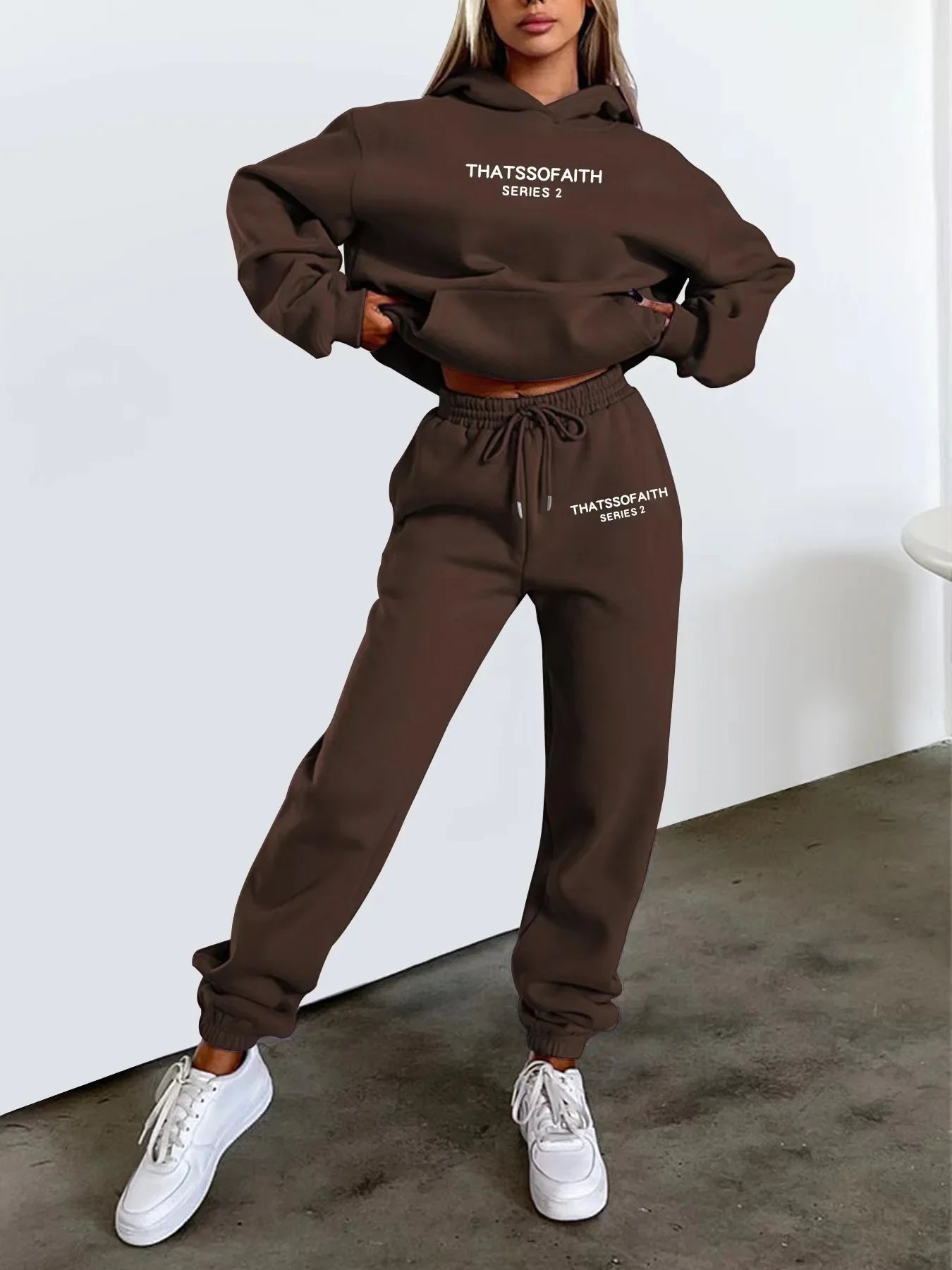 2025 Autumn & Winter Women's Two-Piece Set — Hooded Sweatshirt and Pants, Printed Outdoor Pullover Sportswear