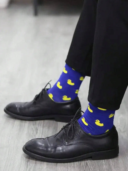 5 Pairs Men’s Cartoon Duck Boat Socks – Soft, Breathable & Comfortable Casual Daily Wear Socks Set