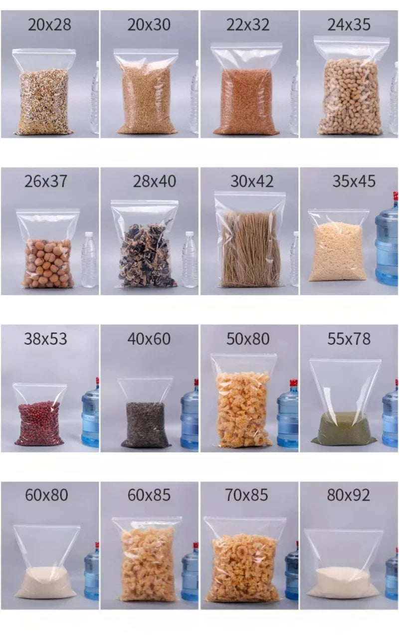 StoBag 10PCS Large Transparent Zipper Bags — Thick Waterproof Storage Pouches for Clothes & Food Packaging