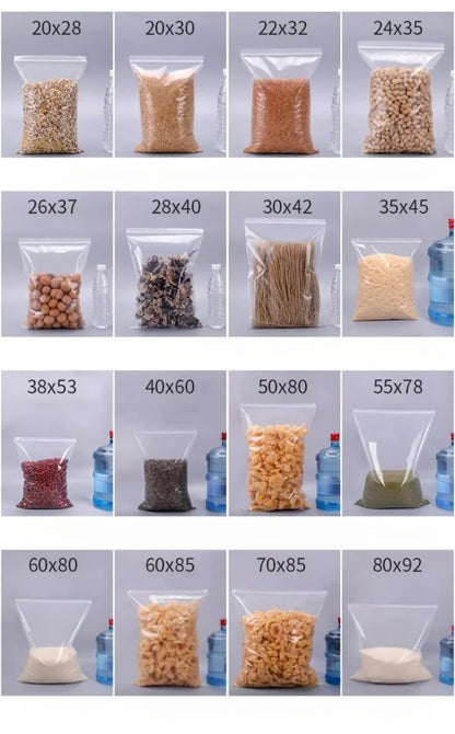 StoBag 10PCS Large Transparent Zipper Bags — Thick Waterproof Storage Pouches for Clothes & Food Packaging