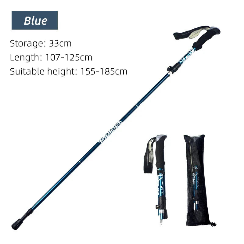 5-Section Foldable Trekking Pole – Portable Hiking Stick for Nordic, Elderly & Camping, Telescopic & Easy to Carry